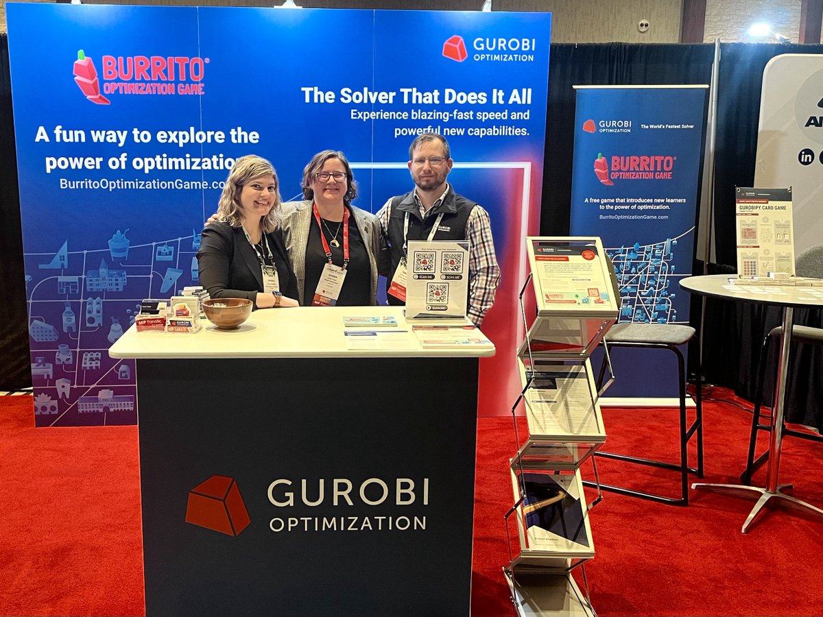 Thanks to our attendees for a great INFORMS #2023Analytics Pre-Conference Workshop. Stop by Gurobi booth #217 at the Welcome Reception to speak with our Experts and to get some fun giveaways like our Burrito Optimization and Gurobi 10.0 socks.