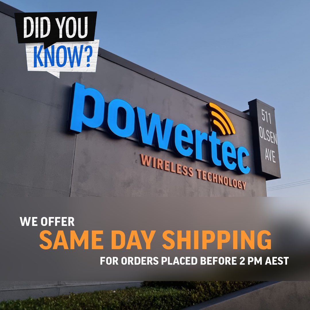 powertectelecom's tweet photo. Did you know that we offer same day shipping for the orders placed before 2 pm AEST? 

Head to https://t.co/MtRZjoeyUE to place your order today! 

. 

. 

#Cellular #router #wifi #powertec #connectingpeople #network #coverage #communications #technology #telecommunications https://t.co/F59giUCbpW