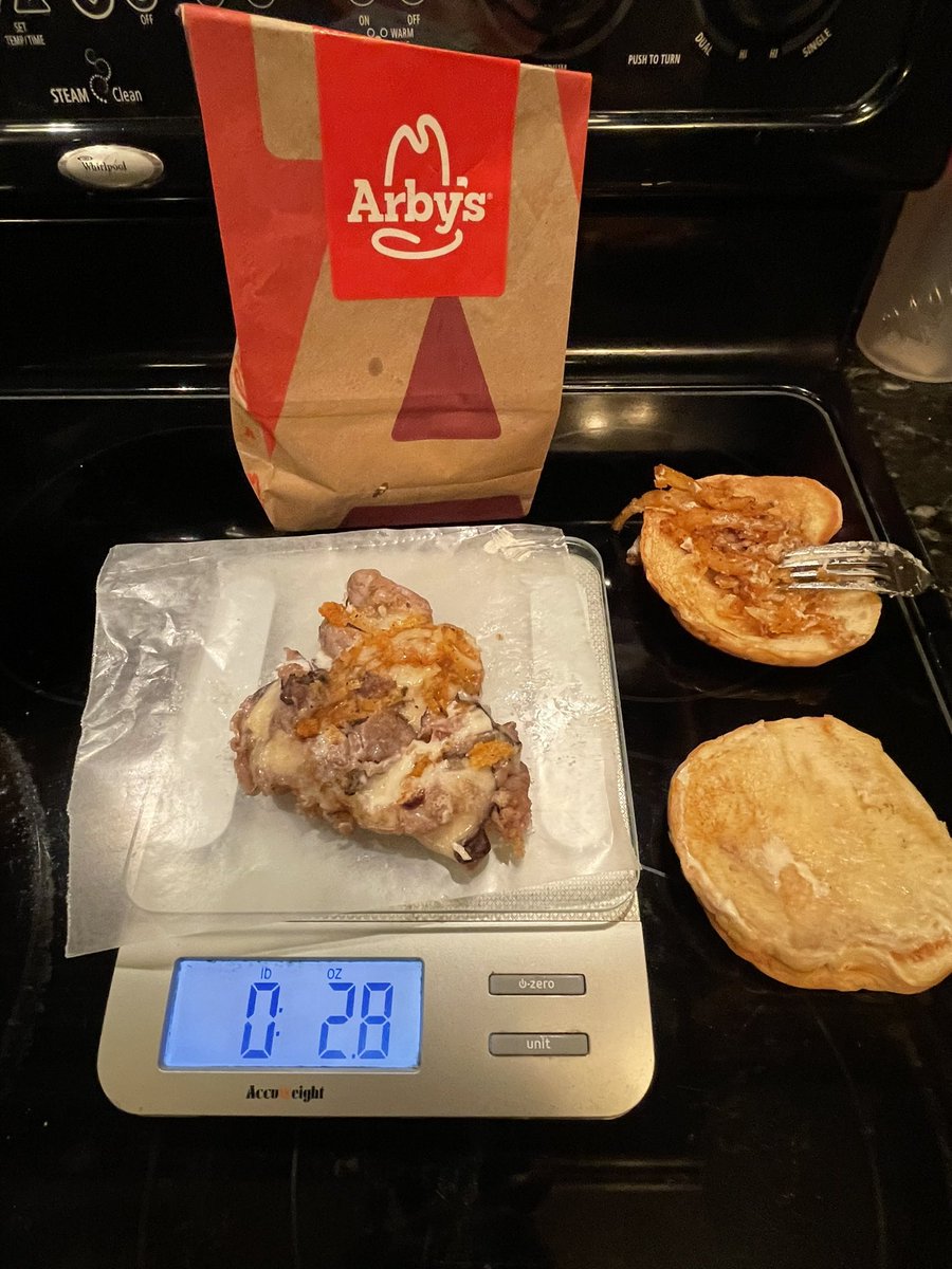 ToddHasler's tweet image. #ArbysWeHaveTheMeats $8.29 Smokehouse Garlic Ribeye Breakdown…meats and cheese only: