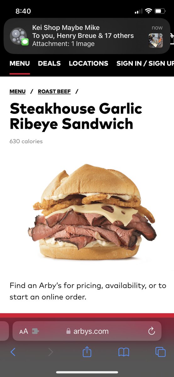 ToddHasler's tweet image. #ArbysWeHaveTheMeats $8.29 Smokehouse Garlic Ribeye ad picture:
To borrow @Wendys #WheresTheBeef?…on the actual sandwich.
