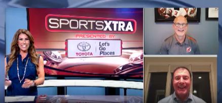 TinaCervasio's tweet image. Look at these two 👀! WHAT A blast! Having @MSGNetworks @KenDaneykoMSG &amp;amp; @Micheletti_12 on together tonight on @fox5ny #SportsXtra at 10:30pm to talk back &amp;amp; forth on #NYR v #NJD #StanleyCupPlayoffs RD1 series! #HudsonRiverRivalry