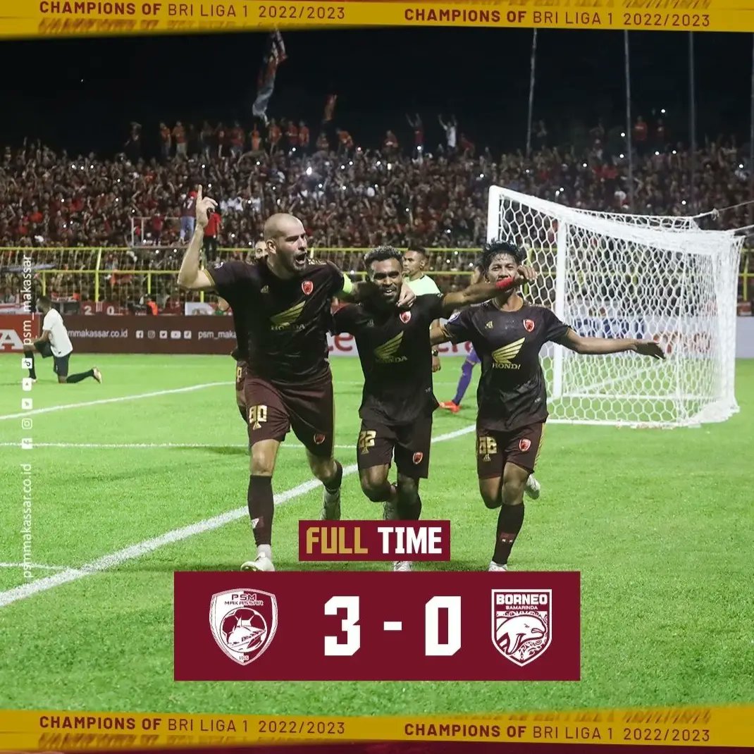 Fantastic result! PSM hadn't won since 2018 against Borneo.
Congratulations to all the players, all the staff of the club and our supporters who filled the stadium and supported us. Stay humble! We are the Champions! #ewako #ewakoPSM #psmmakassar