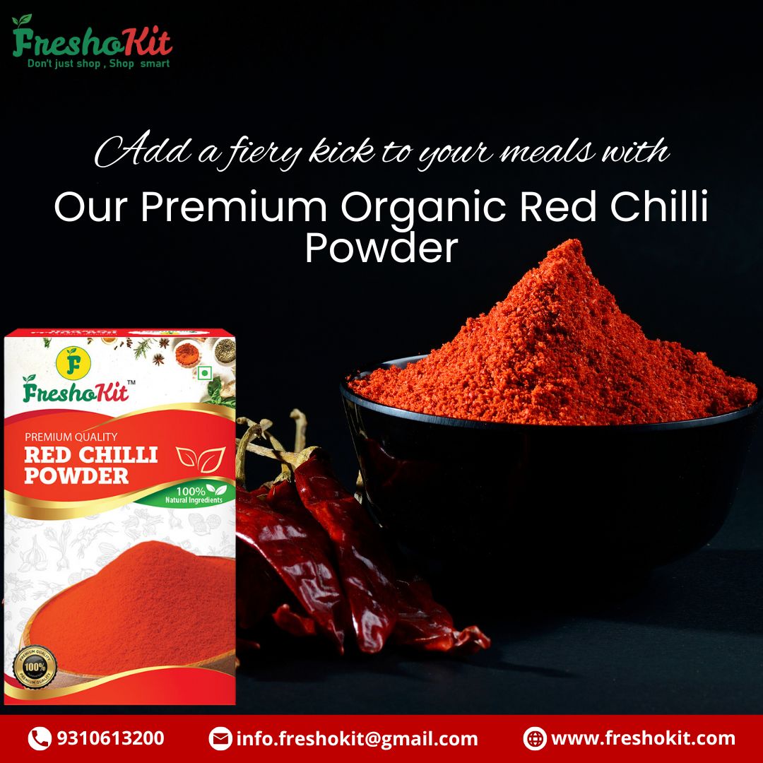 freshokit's tweet image. Spice up your life with Freshokit's premium quality red chilli powder! 🌶️🔥 Our specially selected blend will add the perfect kick to your dishes. Order now and taste the difference! #Freshokit #RedChilliPowder #PremiumQuality #SpiceUpYourLife #redchillypowder #chilliflakes #re