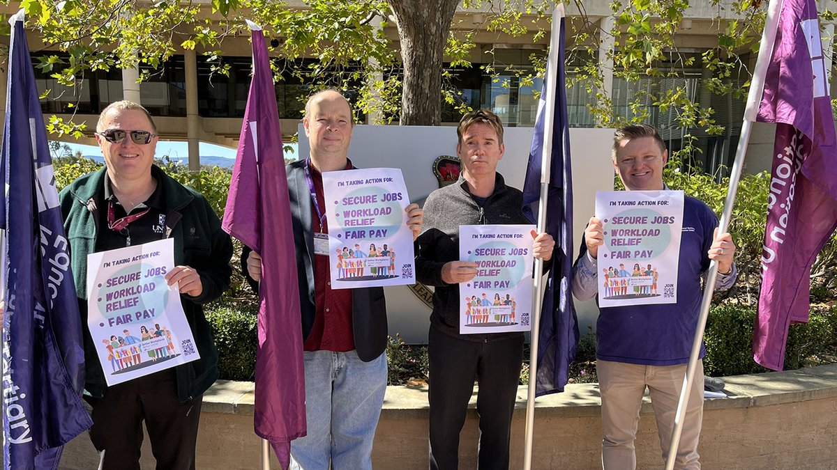 NTEUACT's tweet image. Today marks the beginning of 3 weeks of rolling industrial action at @UNSW, including @UNSWCanberra. Congratulations to @NTEUnion  members taking action in NSW &amp;amp; the ACT for #SecureJobs, #WorkloadRelief &amp;amp; #FairPay. ✊ #UNSWstrike