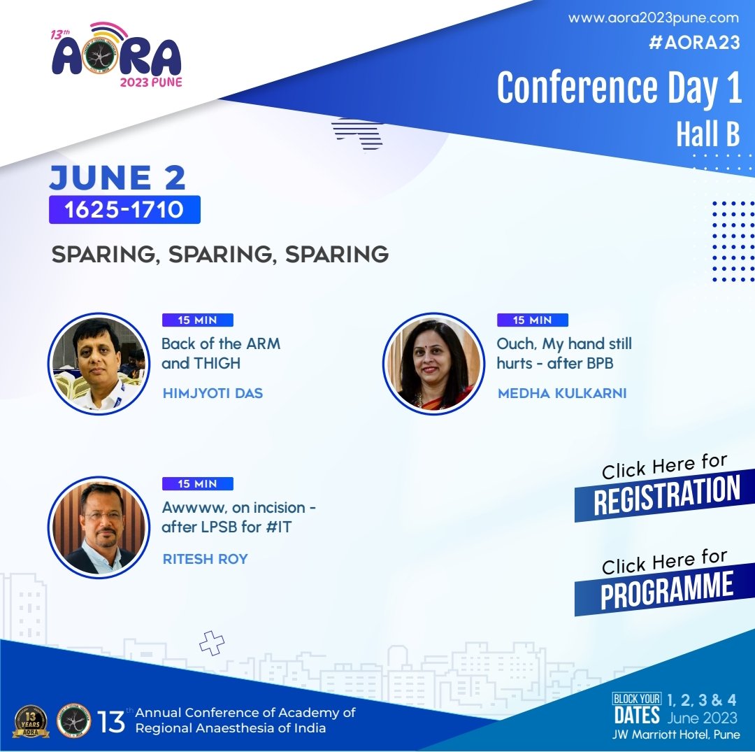 Experts speak on tackling 🤺 the 'spared' nerves⁉️ Day 1 in Hall B during #AORA23 @AoraIndia @ESRA_trainees @ESRA_Society @ASRA_Society @CAS_RegAnes @AFSRA10 @RegionalAnaesUK @ASA_Australia @DrRiteshRoy1