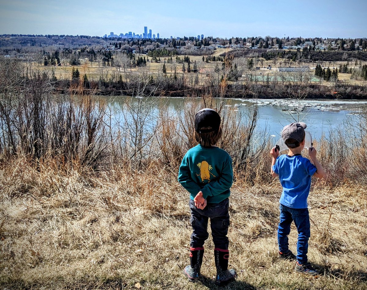 Ain't no joy like that first glimpse of the North Sask after spring breakup! #yeg #yegrivervalley