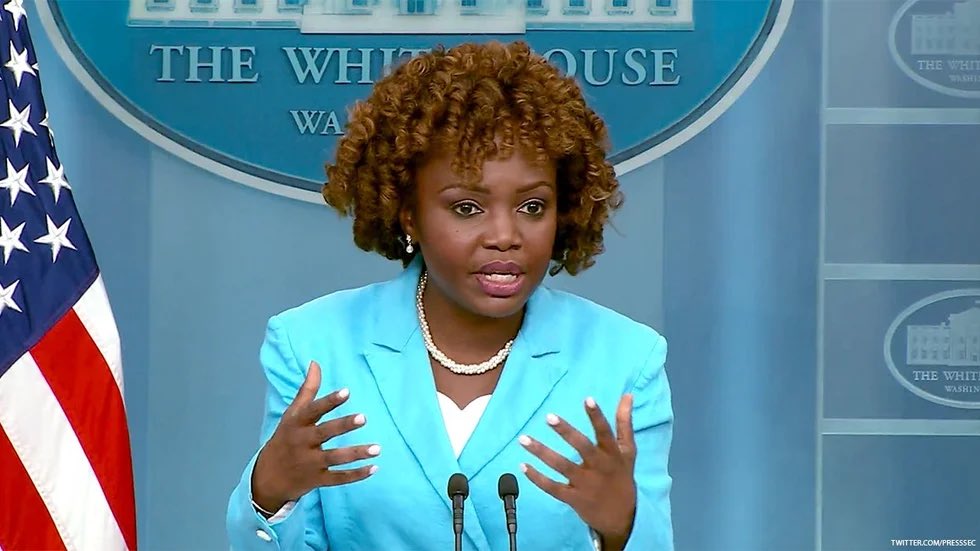 The_Trump_Train's tweet photo. Which Press Secretary is worse? 

Jen Psaki OR Karine Jean-Pierre?

Comment below👇 https://t.co/outvB51viF