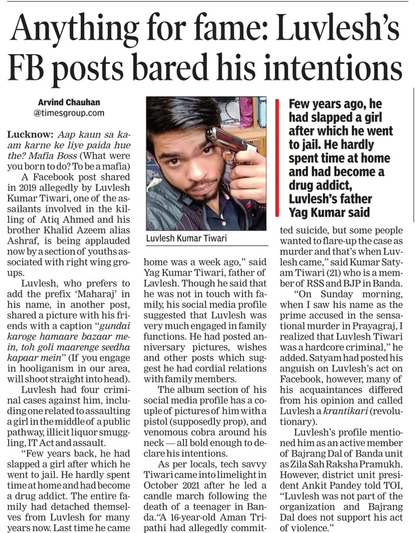 Arv_Ind_Chauhan's tweet image. &apos;Perfect&apos; characters (brainwashed/orphan/criminal history/) &apos;hired as killers&apos; (1 of the theories) to eliminate mafia don turned politician #AtiqueAhmed &amp;amp; his brother.  

Q: Who will benefit the most from #AtiqueAhmad death ?