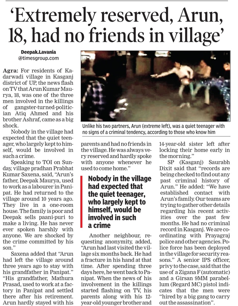 Arv_Ind_Chauhan's tweet image. &apos;Perfect&apos; characters (brainwashed/orphan/criminal history/) &apos;hired as killers&apos; (1 of the theories) to eliminate mafia don turned politician #AtiqueAhmed &amp;amp; his brother.  

Q: Who will benefit the most from #AtiqueAhmad death ?