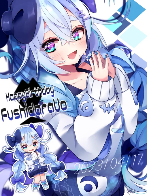 今日はうちの子うおくんの誕生日ぽめでとうでちわわ!!#オリジナル 