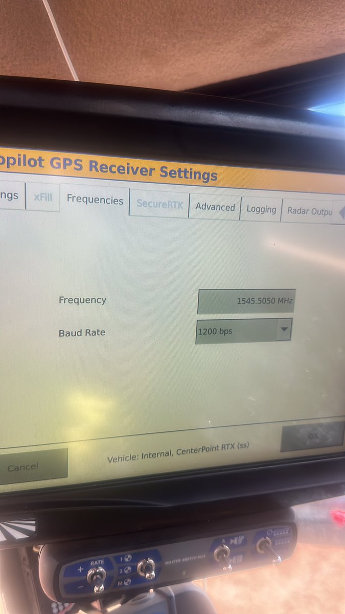 114gate's tweet photo. @Oscarthefarmer So change the last 4 digits of the GPS receiver frequency to .5050 and it should work. Western china origin instead of the signal we normally use apparently. May not quite be 100% as accurate as normal due to the distance but heaps better than autonomous https://t.co/QNXHR1oyY2