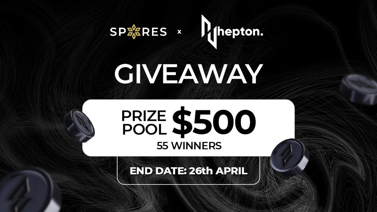 #Giveaway Spores Launchpad x HEPTON
🏆Prize Pool --  $500 USDT 
To enter
☑️Like  &amp; Retweet 📷☑️Follow@Spores_Network&amp;@HeptonL3
☑️Complete Tasks:gleam.io/huejs/spores-x…
 #Airdrop #Giveaways #airdrops #HTE #Arbitrum
