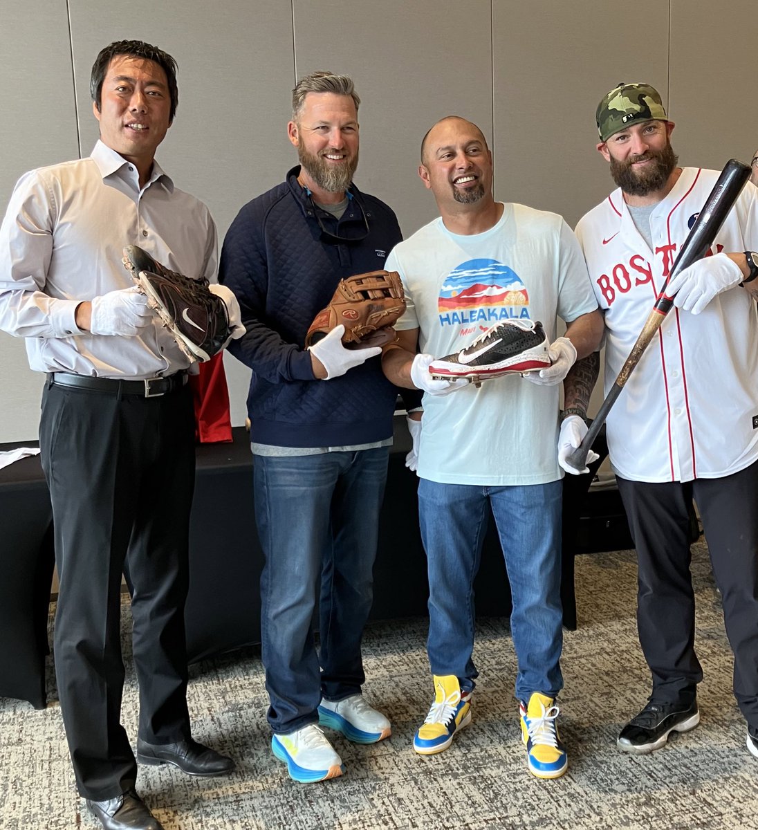 baseballhall's tweet photo. Reunited and it feels so good! Members of the championship 2013 @RedSox got reacquainted with their World Series artifacts today at Fenway Park as part of the team’s 10-year reunion weekend. https://t.co/6PcAUoJ405