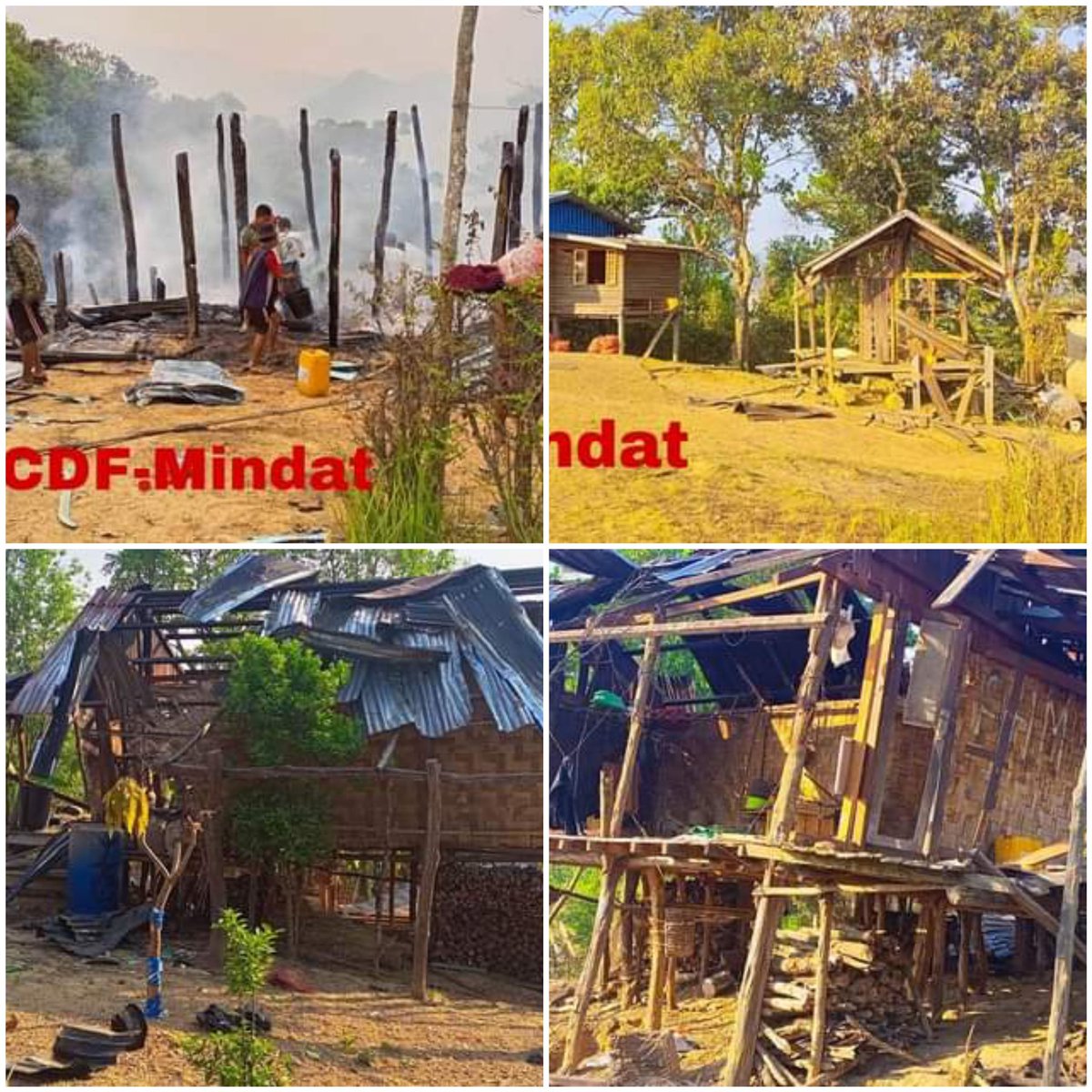 A 70-yr-old grandma, a 4-yr-old child &amp; a 17-yr-old girl were KILLED &amp; 2 men &amp; 4 women were WOUNDED and school &amp; 9 houses were destroyed due to aerial bombing of military council in PanPar village in Chin State's Mindat tsp between 3pm &amp; 4pm on Apr 16.
#2023Apr17Coup
tw // death