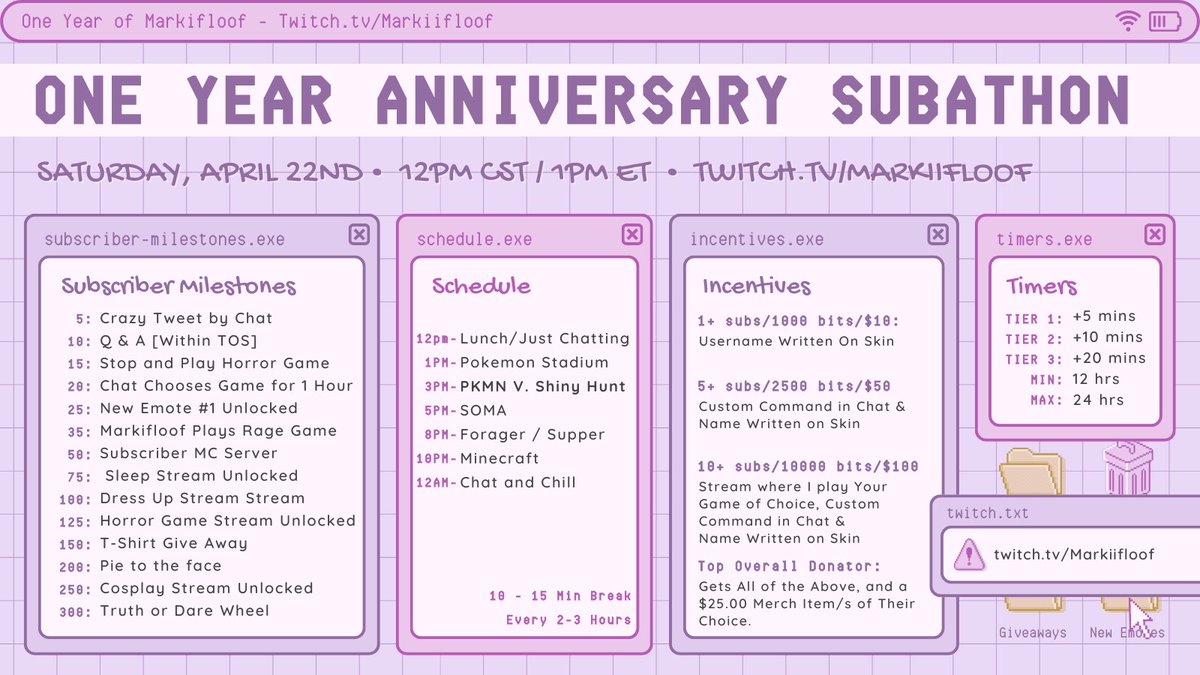 frostedfloof's tweet photo. My wonderful Floofs! Come join me on Saturday, April 22nd at 12pm CST for my 1-year anniversary Subathon on Twitch! Lots of games, some giveaways, and other goodies for supporting the channel! Be sure to share!
#flooftwt #markifloof #floofs #subathon
https://t.co/DE8xq1SGJV https://t.co/6RFoYw6N2m