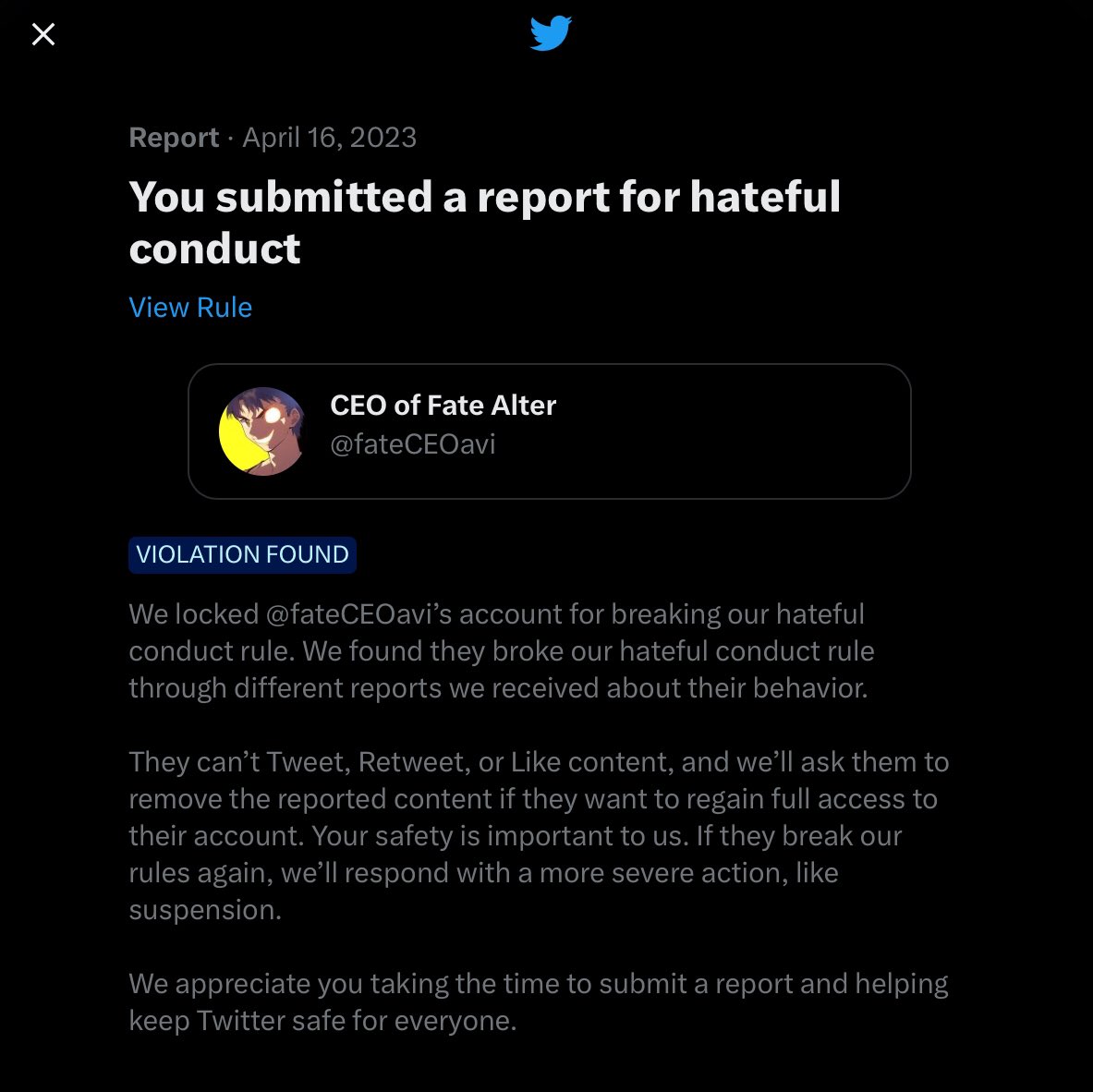 Let's hope for a suspension