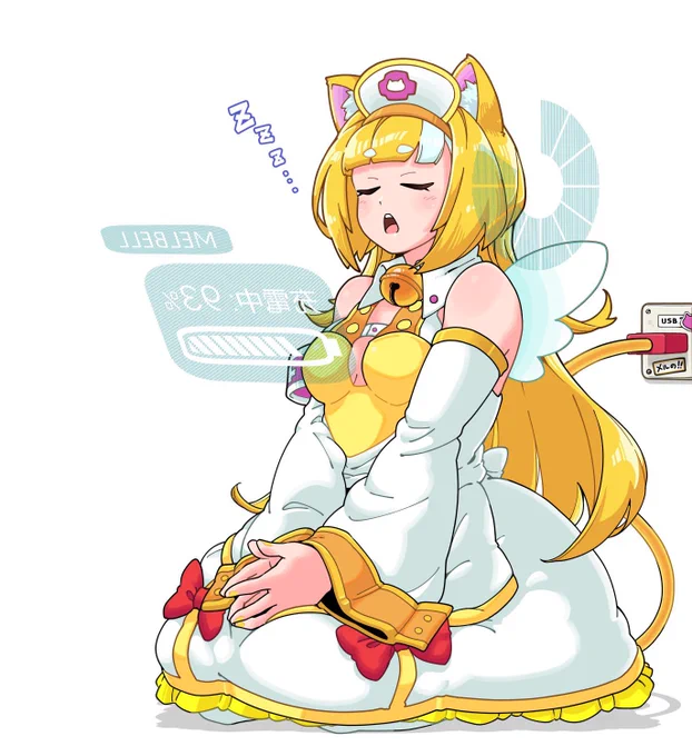 おはこんみゅ〜月曜日…気持ちは…まだ充電していたい…お休みって3日連続くらいあるとちょうどいいと思ってますみゅ#おはようVtuber #Vtuber(フジノキ様から! @ fuji_noki )月曜日のまだちょっと充電中のメル 