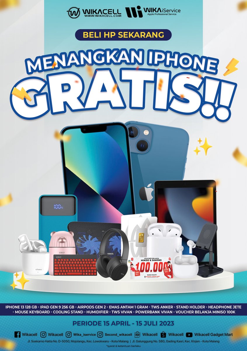 Beli HP sekarang dan dapatkan kesempatan emas untuk memenangkan iPhone 13 gratis! MiKa memberikan kesempatan bagi semua pelanggan setia untuk memenangkan hadiah spesial dari kami!! 

NB : iPhone lagi Cashback Hingga 3,7 Juta!!
ndang SAT SET!!
<a href="/yusufgunawan/">Yusuf Gunawan</a> <a href="/kepanjen_kita/">#WalikotaKepanjen</a>