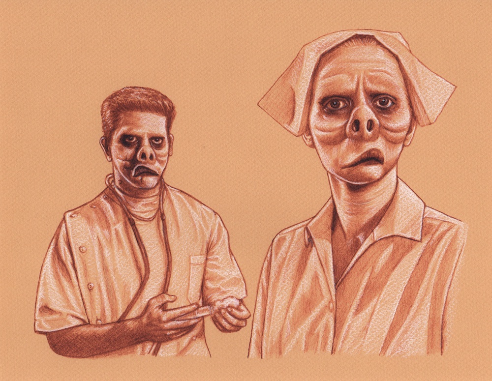 Rewatching every episode of The Twilight Zone. Planning to continue a series of illustrations based on my favorite episodes. Sepia and white pencil on toned paper.
#twilightzone #rodserling