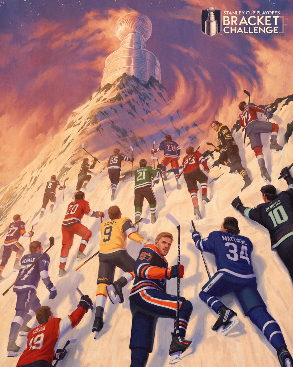 NHL's tweet image. Who will reach the top of the mountain? 🧗 #StanleyCup

Don't forget to make your picks in the #NHLBracket Challenge presented by @GEICO 👉 bracketchallenge.nhl.com