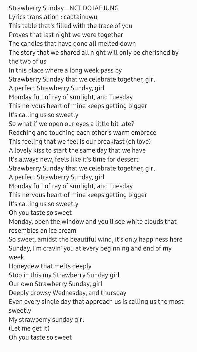 Dyva🌸 on Twitter "Strawberry SundayㅡNCT DOJAEJUNG Lyrics translation