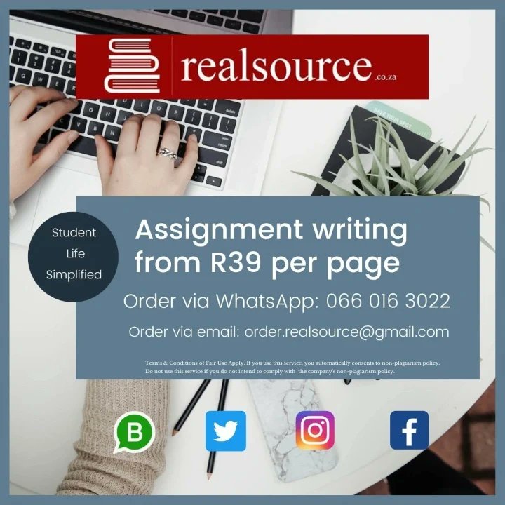 realsource_'s tweet photo. Assignment writing from R39/page.
All faculties and any deadline.
WhatsApp Order: 066 016 3022
order.realsource@gmail.com
Terms and Conditions of Fair Use apply. REALSOURCE (Pty) Ltd.
#StudentLifeSimplified
#XRepo Natasha Andile Jali Sunnyside Dr Nandipha Magudumana https://t.co/nE8QnZ330U