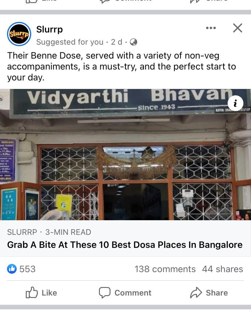 VidyarthiBhavan's tweet image. Disgusted &amp;amp; disappointed to see this misleading and a damaging statement from @Slurrpapp on their Facebook page. Vidyarthi Bhavan is a pure vegetarian restaurant.
@Slurrpapp , please rectify this immediately in your page.