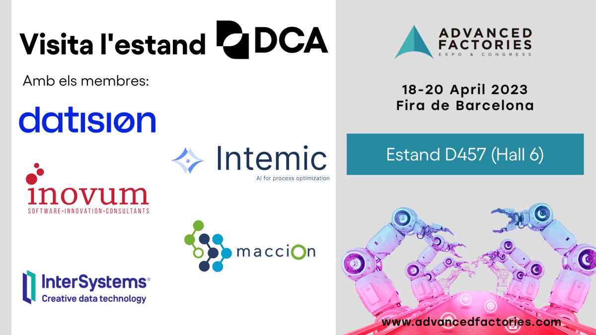 i2CAT's tweet photo. 💥Recorda que @dca_cat tindrà un estand a l'@AdvanFactories '23! Les empreses membre #Maccion, @inovumBCN, @InterSystems #Intemic i @Datision_ES presentaran les seves solucions➡️https://t.co/Us59ddanEK
#i2CAT participarà en #TechMeetings d'@accio_cat🔗https://t.co/1P09MimopS
@tic https://t.co/L0GoBhwrjC