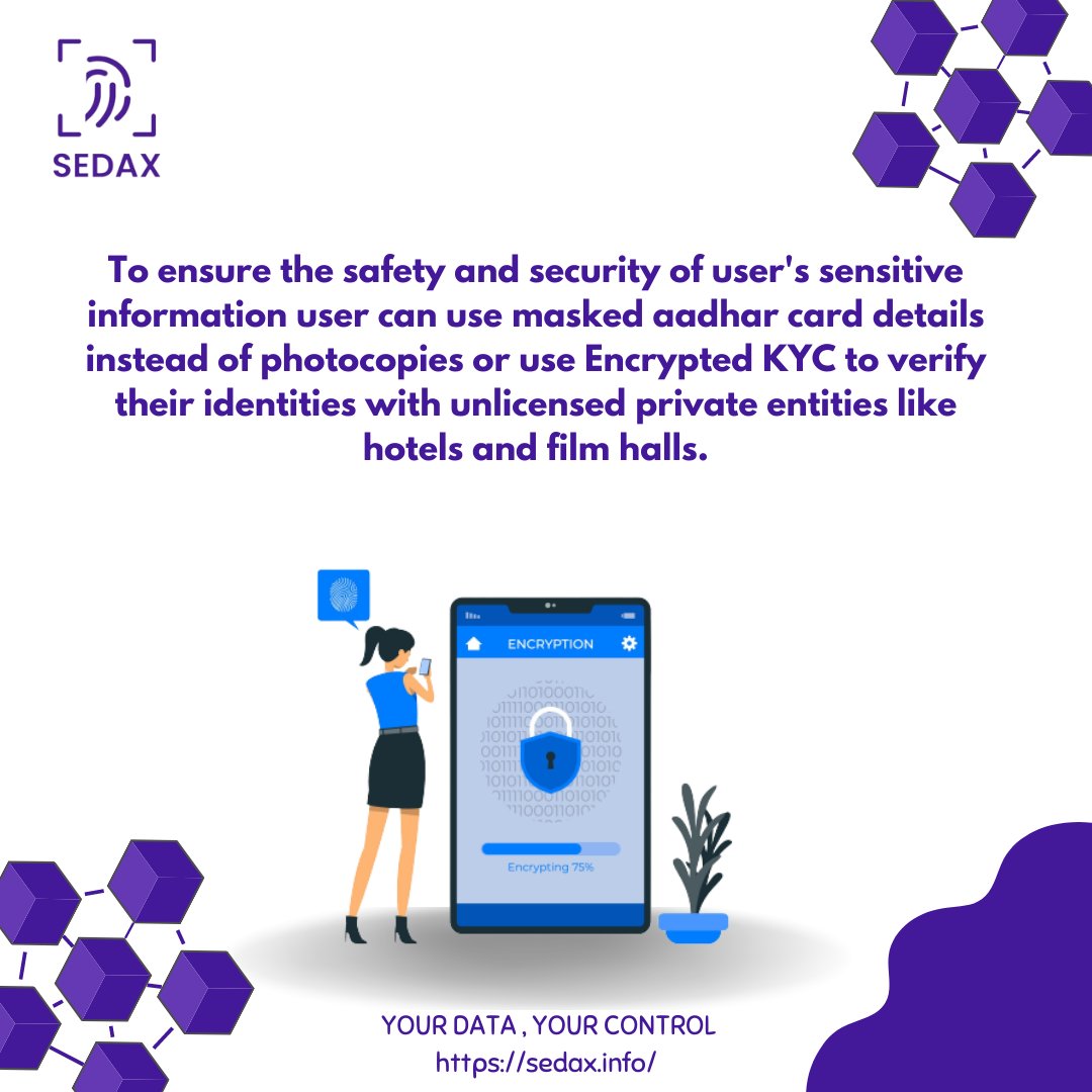 Sedax_DS's tweet photo. Avoid risking your sensitive information - choose encrypted KYC to authenticate yourself with unlicensed private entities.
.
.
.
.
.
#encryptedkyc #sedaxdatasolutions #Decentralization #digitalidentity #IdentityTheft #cybersecurity #KYC #Aadhaar https://t.co/8dHzoWj9r7