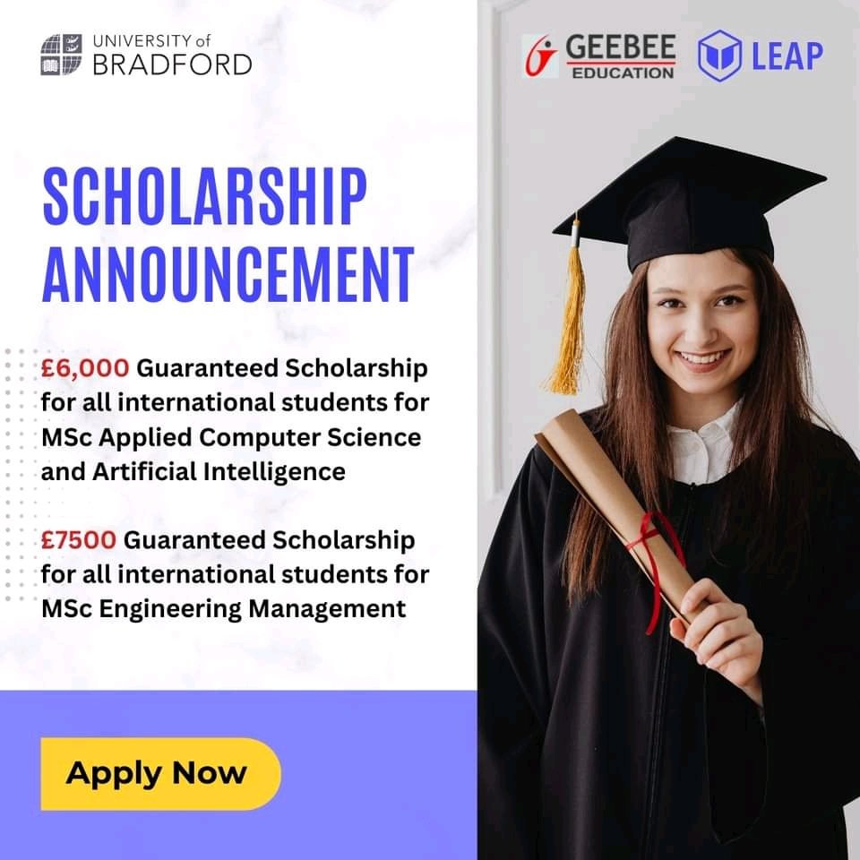 Vinstilo's tweet image. Are you interested in studying MSc Applied Computer Science and Artificial Intelligence? University of Bradford has the best offer you, An automatic £6,000 tuition fee discount  for all self-funded international students.