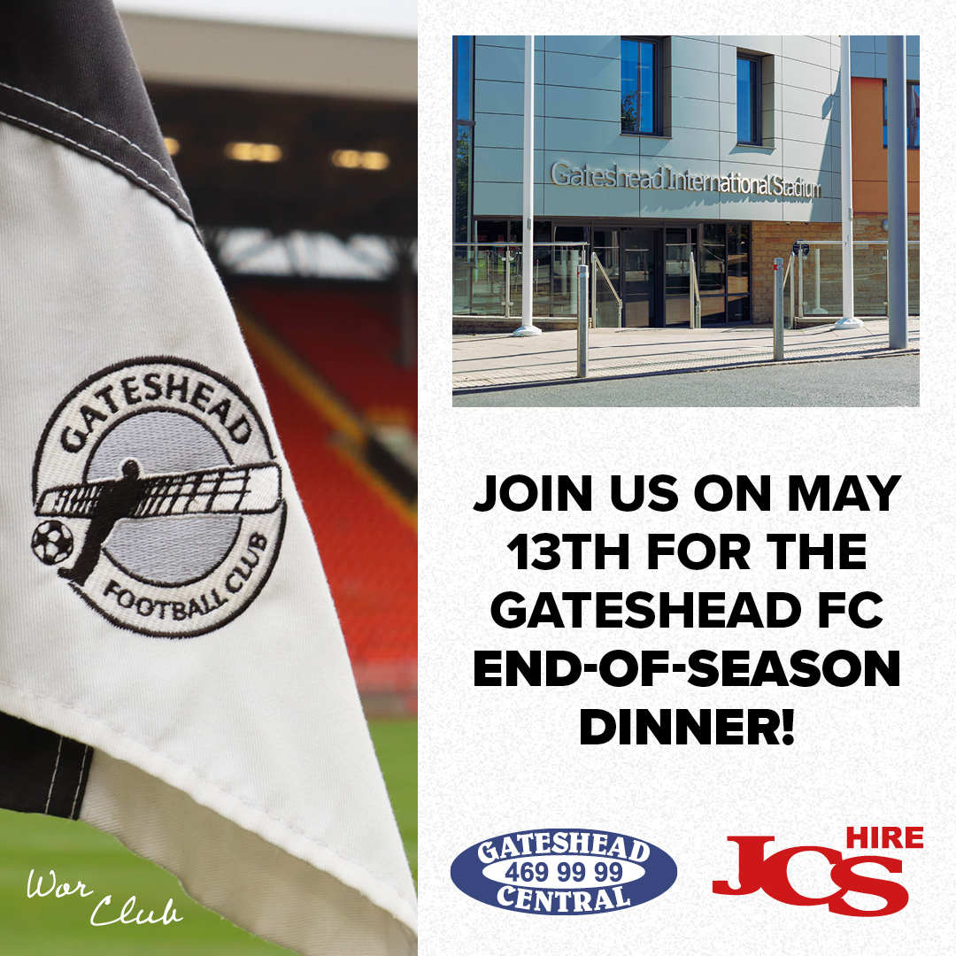 A DATE FOR THE DIARY 🗓️

We are delighted to announce that the <a href="/GatesheadFC/">Gateshead FC</a> End of Season Dinner and pre-Wembley celebration is confirmed for May 13th at the GIS.

Tickets are expected to sell out fast, so get ahead of the game and book yours today! 👇

bit.ly/3KVwclP