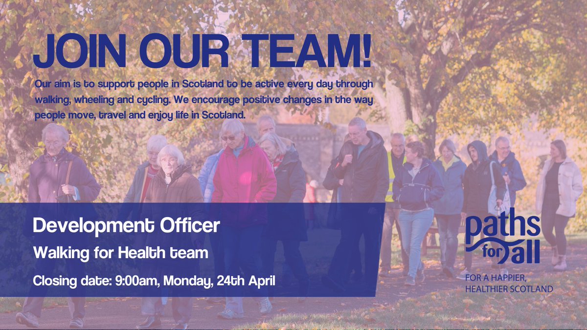 📢 Do you want to empower communities to improve health, boost wellbeing &amp; tackle physical inactivity and health inequalities on a population-wide scale?

We're looking for a Development Officer to join our #WalkingForHealth team!

Learn more 👉bit.ly/3MJf97X #CharityJob