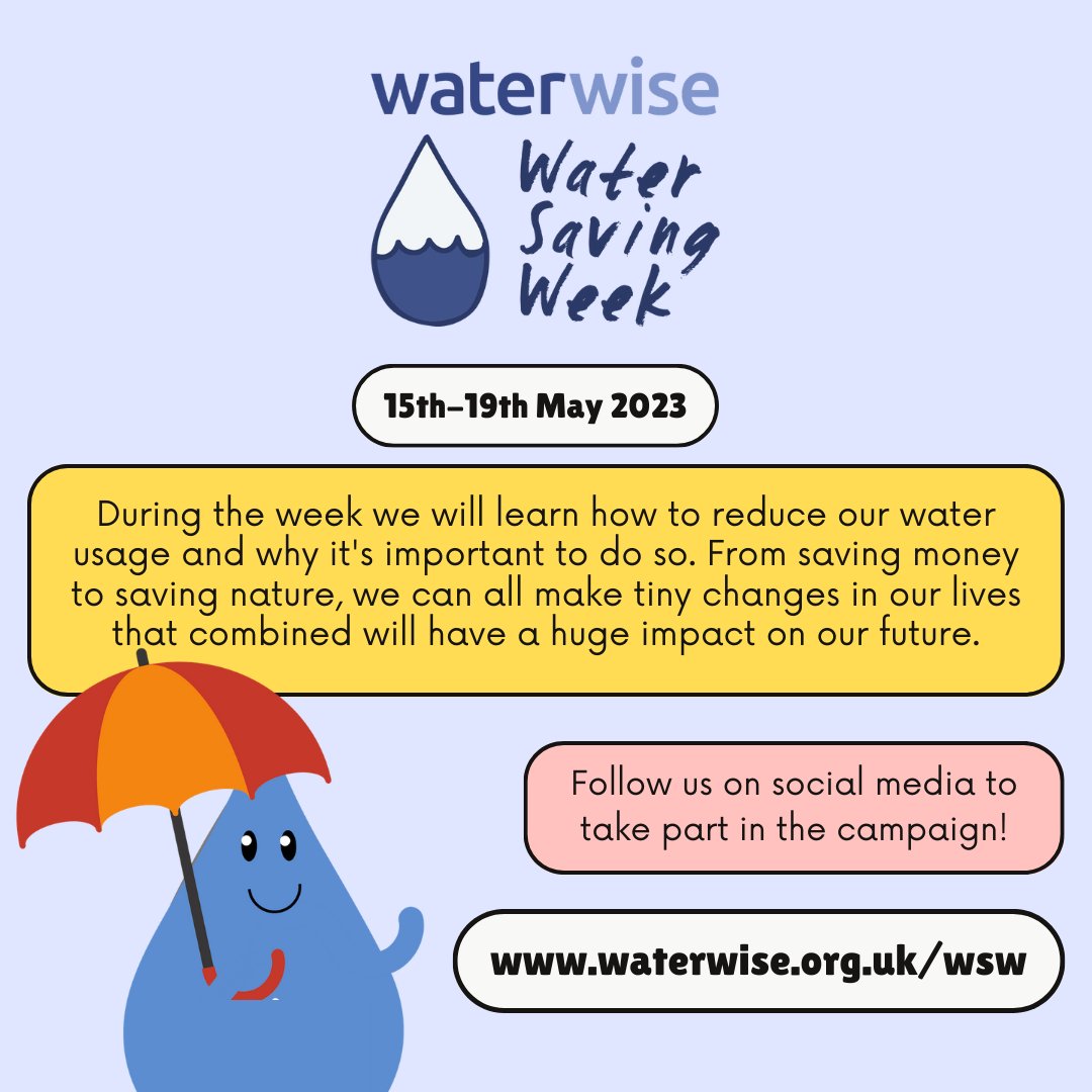 #WaterSavingWeek is coming up soon! Follow us to take part in the campaign on 15th-19th May 💧