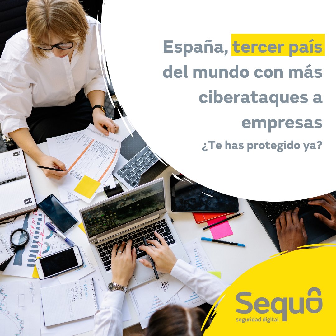 sequoseguridad's tweet photo. ¿Sabías que España es el tercer país del mundo con más #ciberataques a empresas?
👇🏻👇🏻
https://t.co/1cDHAyNSeC

🔐 En #Sequo ofrecemos soluciones a medida para empresa desde 9€/mes. 

📞 900 696 070 / 💻 https://t.co/TJ4ofVlOtl 

#seguridaddigital #Ciberseguridad #ataquehacker https://t.co/bD4fphOOZm