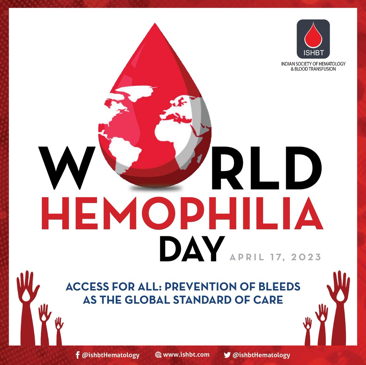 ishbtish's tweet photo. On #WorldHemophiliaDay, let's raise awareness about this rare bleeding disorder and support those living with it. Join us in promoting access to proper diagnosis, treatment, and care for people with #hemophilia. #ISHTBT #BloodDisordersAwareness #WHD2023 https://t.co/eP1hEm3tkm