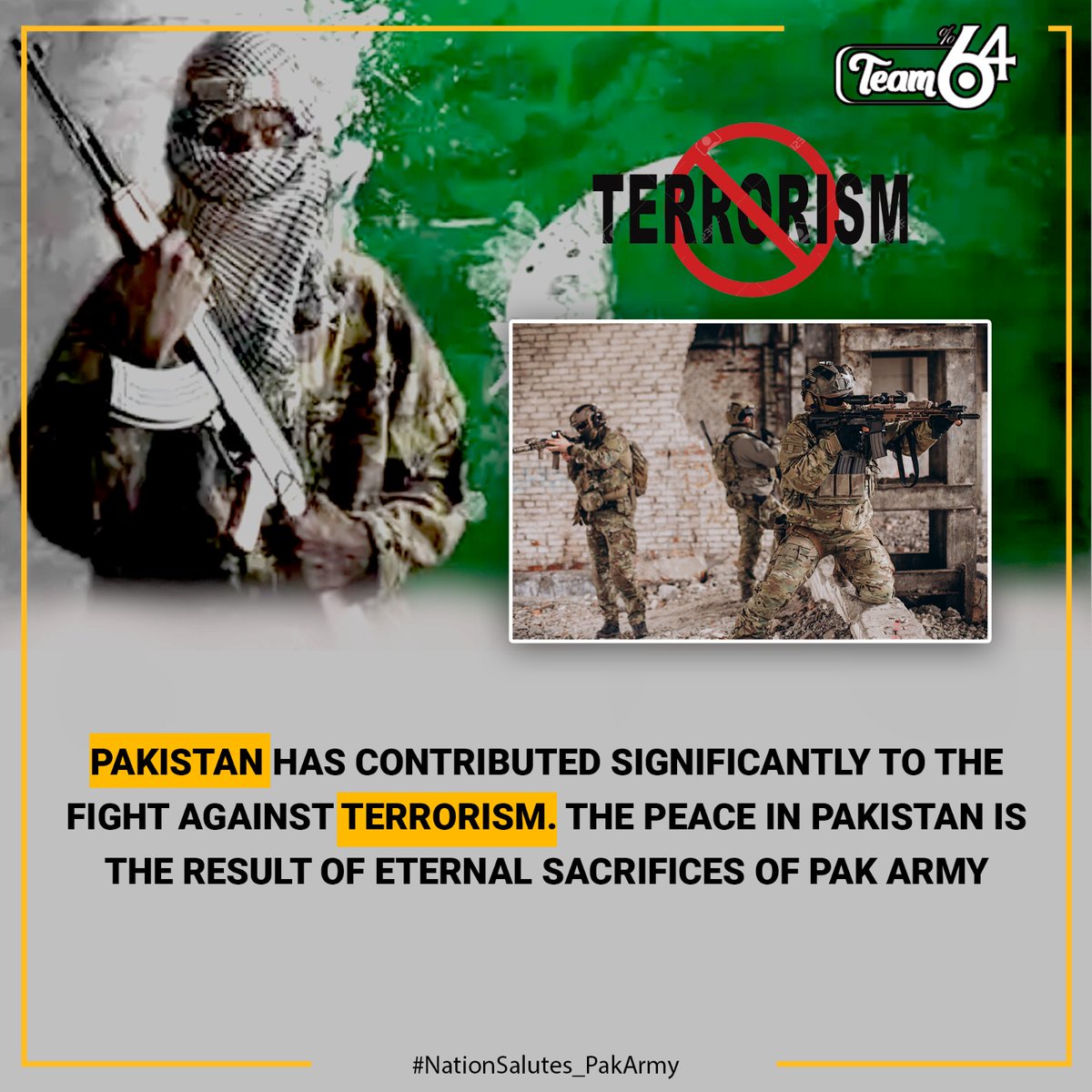 While serving their motherland, hundreds of young, brilliant and courageous brave men of Pak armed forces have lost their lives in tens of operations and warfare conflicts ignited the threats to the peace of the people of Pakistan.
Nation salutes Pak Army
#NationSalutes_PakArmy