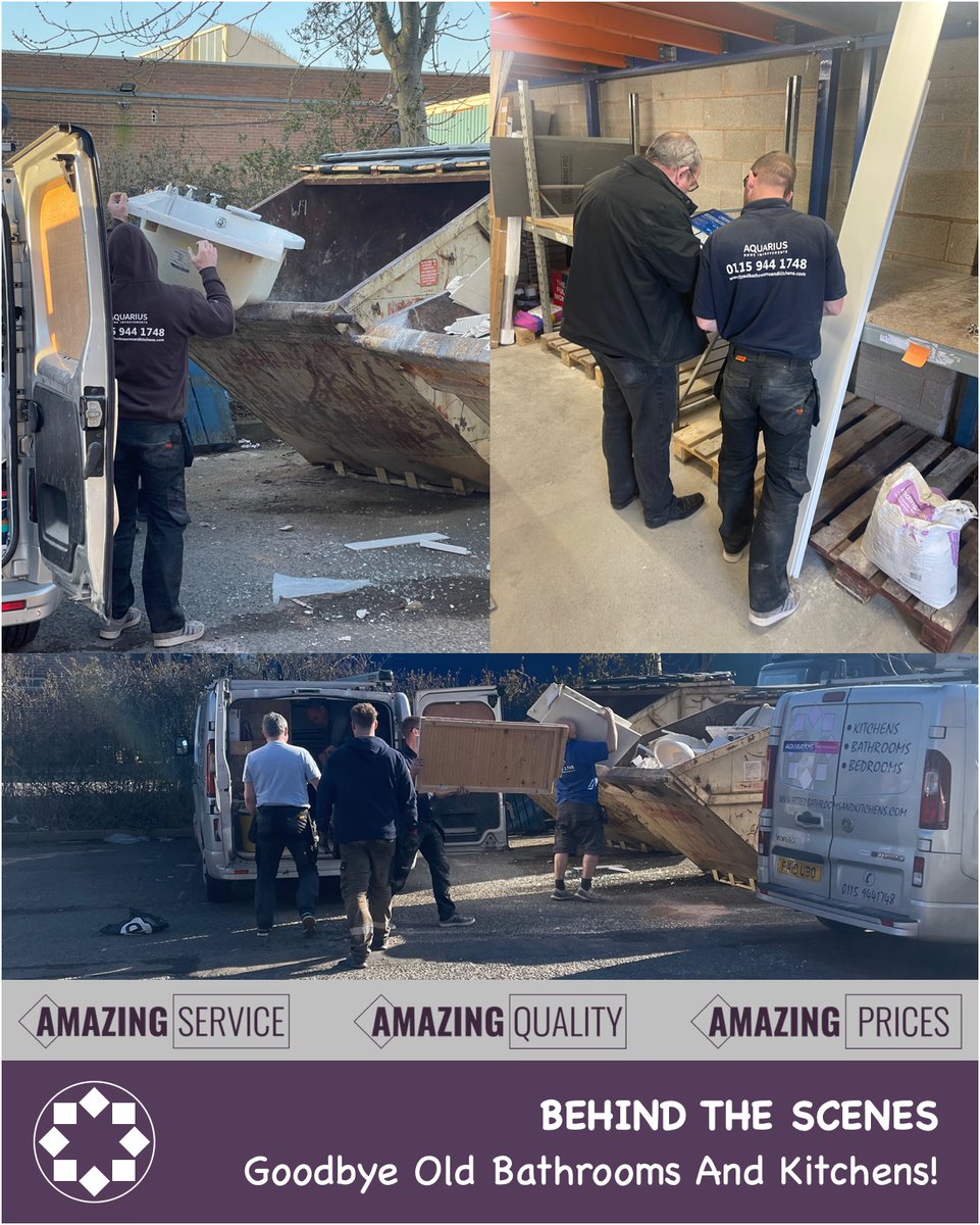 Lots of old Bathrooms and Kitchens entering our skips, while Alan and Dean talk technical!🧐

Every week is so surprising how much effort goes into your new installation.

Approx 5 Tonnes per week to be precise!🤯

Team Aquarius👊

#teamwork #newbathrooms #kitchens #bedrooms