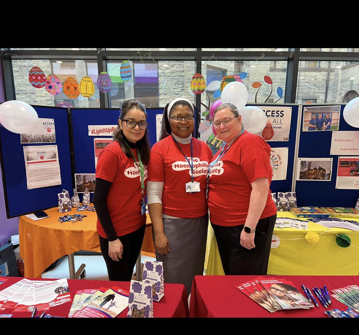 World haemophilia day here at BRI come along and join us and say hi 
#BleedingDisorders 
#haemophilia 
#lightitupred #bradfordteachinghospitals 
<a href="/karendawber/">Prof Karen Dawber 🌈</a> 
<a href="/HaemoSocUK/">Haemophilia Society</a> 
<a href="/NursesHna/">Haemophilia Nurses' Association UK 🇬🇧</a> 
<a href="/CathyAH1980/">Cathy Harrison 💙</a> 
<a href="/BTHFT/">Bradford Teaching Hospitals NHS FT</a> 
<a href="/BTHFTCharity/">Bradford Hospitals Charity</a> 
@Mel_Pickup 
<a href="/haemnet/">haemnet</a> 
<a href="/NWYorksHaem/">North and West Yorkshire Haemophilia Network</a> 
@Haem