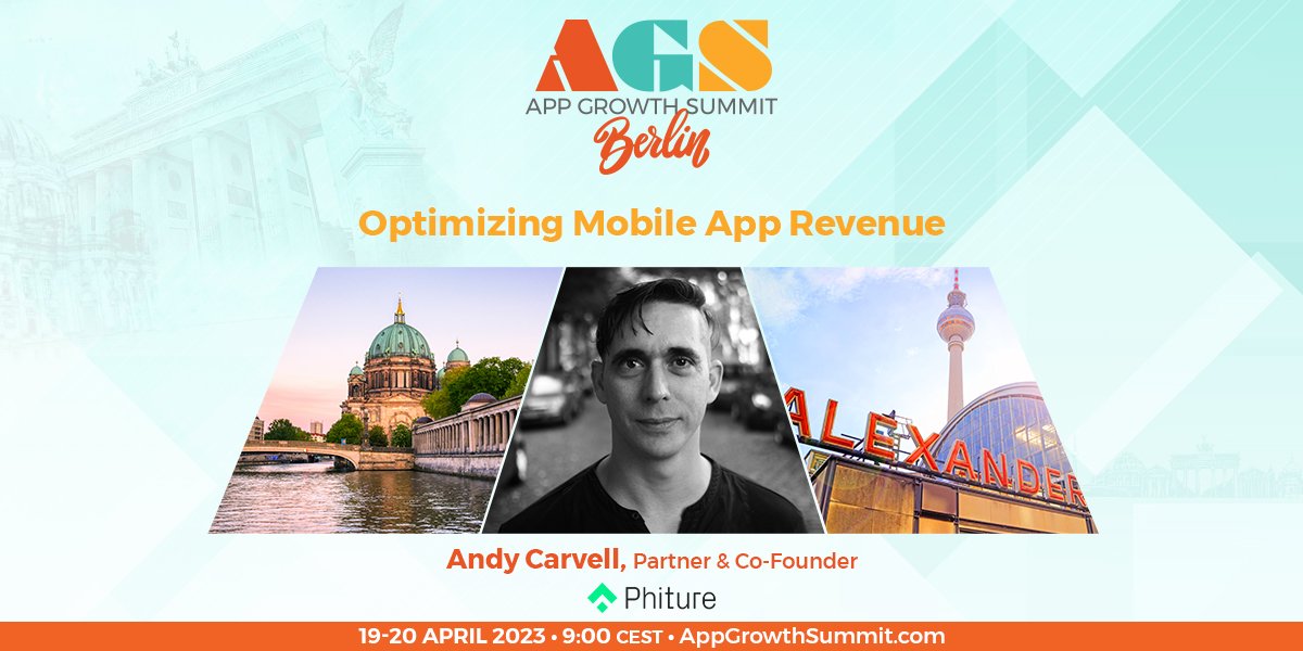 phiture's tweet image. Attending @AppGrowthSummit in Berlin? Don’t miss our co-founder and partner @andy_carvell in action on April 19 at 16:35, as he outlines how to optimize for a higher Average Revenue Per User (ARPU).

#mobilegrowth #mobile #events