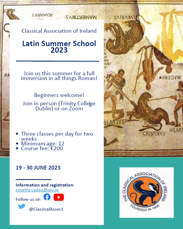 UCD Classics (@classicsucd) on Twitter photo Are you interested in learning #Latin this summer!? If so, our colleagues in <a href="/ClassicalAssoc1/">Classical Association Ireland</a> are offering an immersive two-week Latin course, 19-30 June! Check out the poster below for more information! Are you interested in learning #Latin this summer!? If so, our colleagues in <a href="/ClassicalAssoc1/">Classical Association Ireland</a> are offering an immersive two-week Latin course, 19-30 June! Check out the poster below for more information!