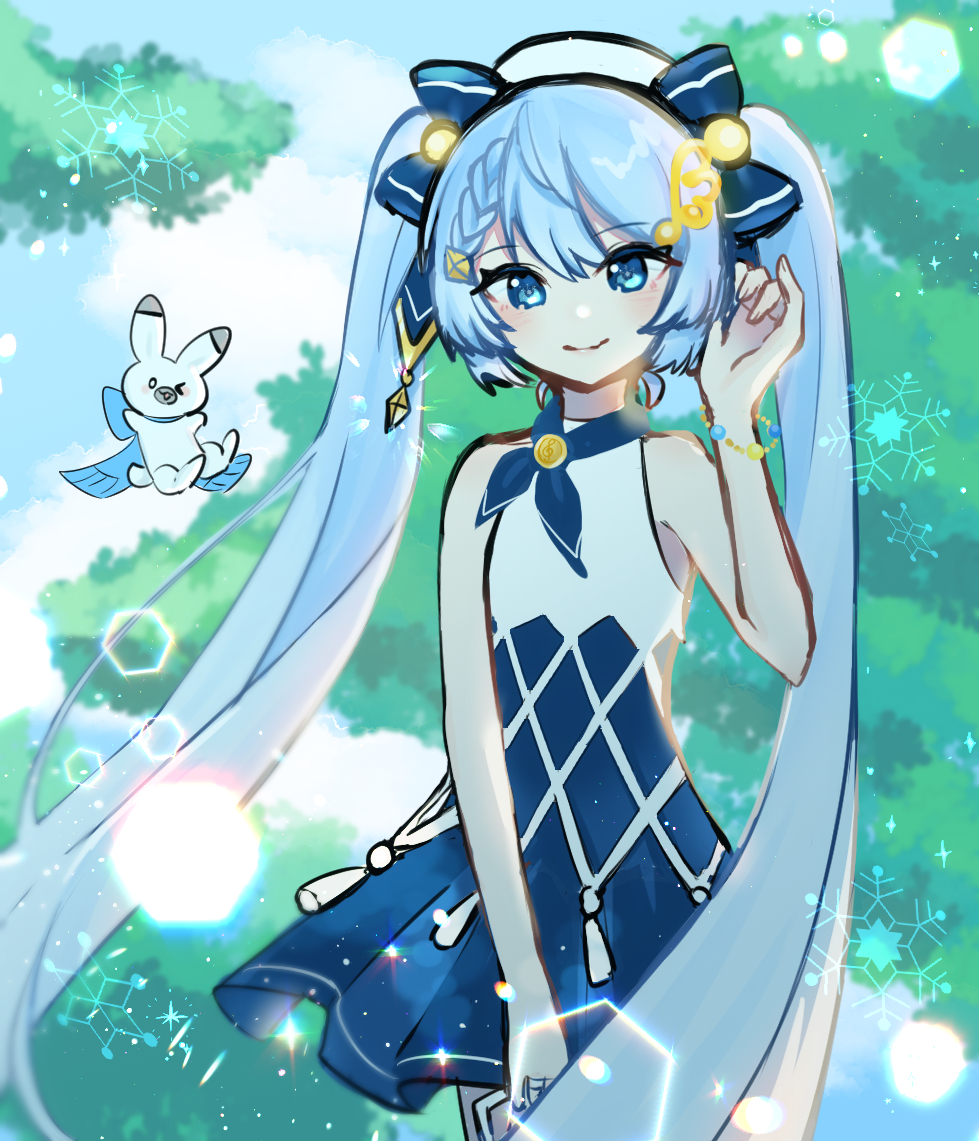 初音ミク ,ラビット・ユキネ ,雪ミク 「クールビズな時計ちゃんらくがき 」|もにた*のイラスト