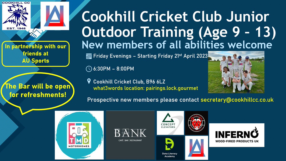 CookhillCC's tweet photo. JUNIOR TRAINING IS BACK THIS WEEK! 

@CookhillCC Junior Training is BACK from THIS Friday! 

We're delighted to confirm that @ausported will be leading the sessions 🤝

New players welcome 9-13 yrs of any gender &amp; ability. Contact secretary@cookhillcc.co.uk

#YouuuRoosters 🏏🐔🐓 https://t.co/B1LriODoLp