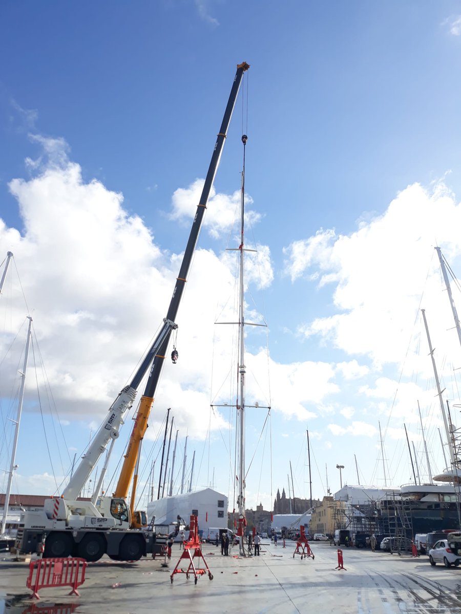 RSBRigging's tweet photo. Acaia, the 2008 launched SW100DS, has had her rig successfully re-stepped this spring, ready for her final touches before heading off for the season.

#acaia #southernwinds #shipyard #rigginginpalma #yachtrigging #sw100ds #yacht #sailingyacht #rigstep https://t.co/9DFqmEpc2P