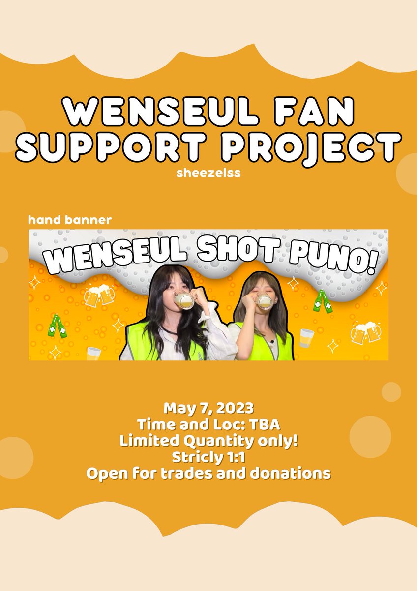sheezelss's tweet photo. R to V in Manila  💙💛

#WENDY and #SEULGI fan support project by @sheezelss ✨

WENSEUL SHOT PUNO BANNER 🍻
- like and rt 
- limited qty only!  
- exact time and loc tba 
- open for trades and donation

#REDVELVETinMNL2023 https://t.co/BPiY8KgPmw