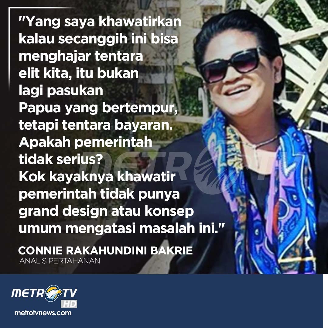 Metro_TV's tweet photo. Serangan terjadi pada sejumlah pasukan elit TNI. Diduga, selain korban meninggal dunia, puluhan anggota TNI lain tidak diketahui keberadaannya. Menurut Connie, serangan sebesar ini menjadi pertanyaan. 

#TNI #Papua #Tentara #ConnieBakrie https://t.co/AlJLQRHB4F