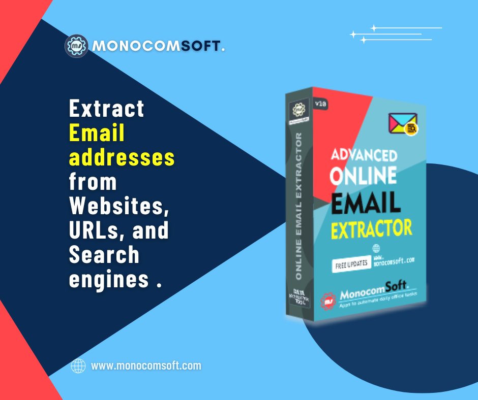 If you are seeking new buyers' contact details, #salesmanagers, college foreign #students or #travelagencies' #emailaddresses to promote their #products & #services. #onlineemailextractor is a multipurpose powerful #webscrapertool to build sales leads.

monocomsoft.com/advanced-onlin…