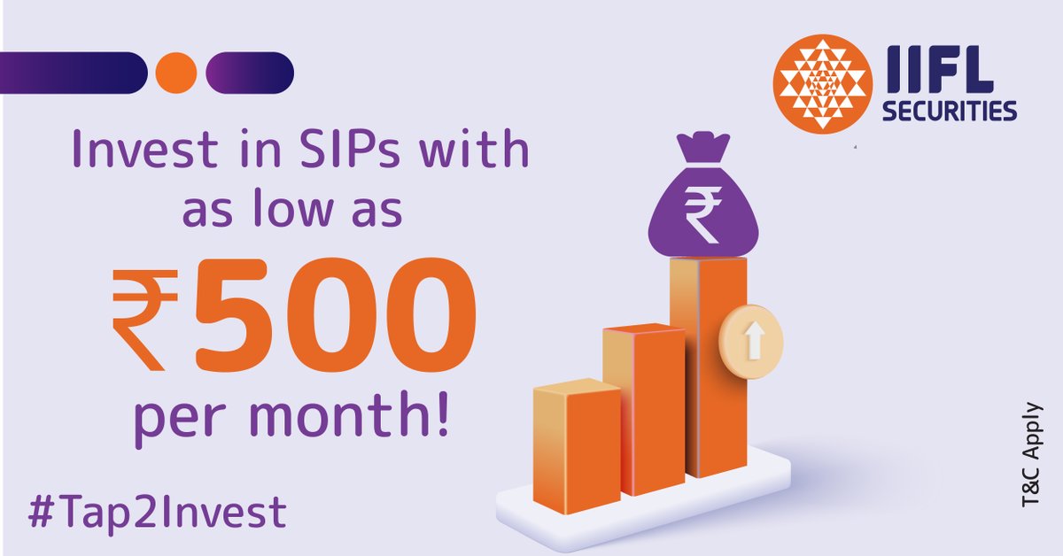 iiflcapital's tweet photo. Start small for bigger dreams! Now you can invest in SIPs from anywhere at any point in time for as low as βΉ 500. #IIFLSecurities #Tap2Invest
Open FREE Demat Account: https://t.co/BnoMXYmlMV
Download IIFL Markets App: https://t.co/O8sckD49gq https://t.co/zR2ynUNV6E
