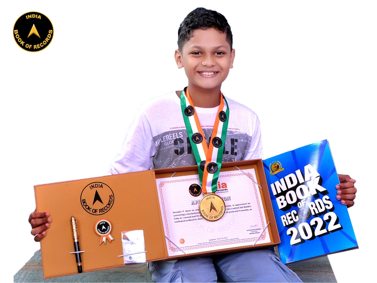 indiabookrecord's tweet image. Devadev P. of #Palakkad, #Kerala, is appreciated for converting a #checkerboardpattern 3x3 #RubiksCube into a solved 3x3 #Rubik’s Cube in 1 second and 95 milliseconds at the age of 10 years and 9 months, as confirmed on March 6, 2023.

Read At: indiabookofrecords.in/devadev-p-appr…
