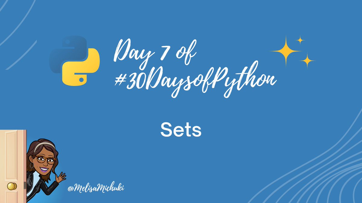 MelisaMichuki's tweet image. 🎉 Day 7 of #30daysofPython on Sets! 🎉
A set is an unordered collection of unique elements, where each element is distinct from all others. 🤩 Let's get started with some code examples!