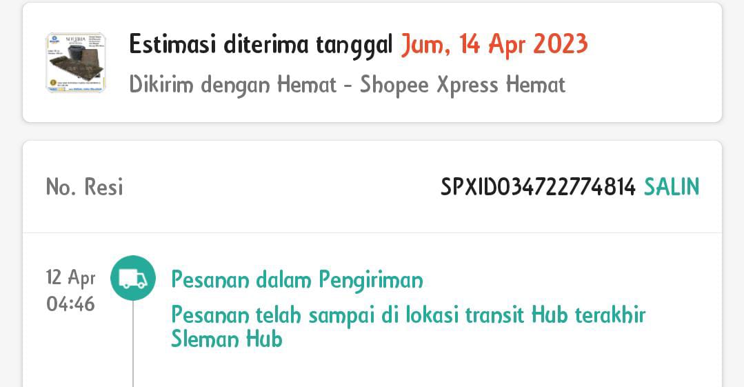 tri_bumblebee's tweet photo. @ShopeeID min ini gmn yam estimasi tgl 14. Skrg dah tgl 18 blm nyampe.
SPXID034722774814 https://t.co/pzFUdvuiMX